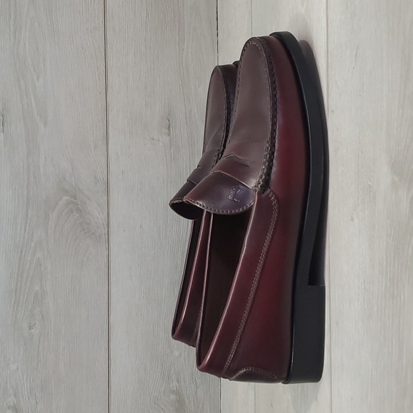 TOD'S MENS "Like New" Leather Burgundy Loafer Oxford Slip on shoes sz UK6.5US7.5 - Picture 2 of 14